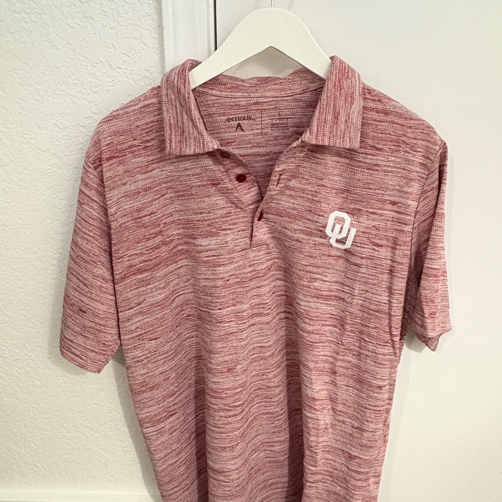 Antigua Red Heathered OU Polo Shirt Size L